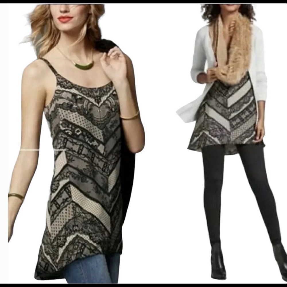 CABi #3278 Monaco Cami Tank Hi Low Lace Print Tunic Blouse